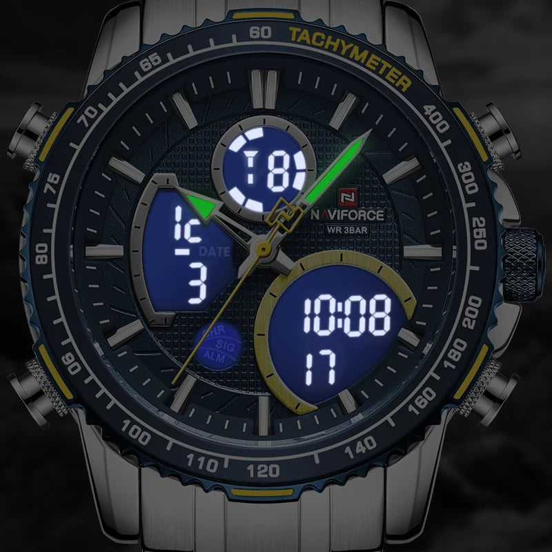 Montre NAVIFORCE — Chronographe Quartz, Bracelet Acier