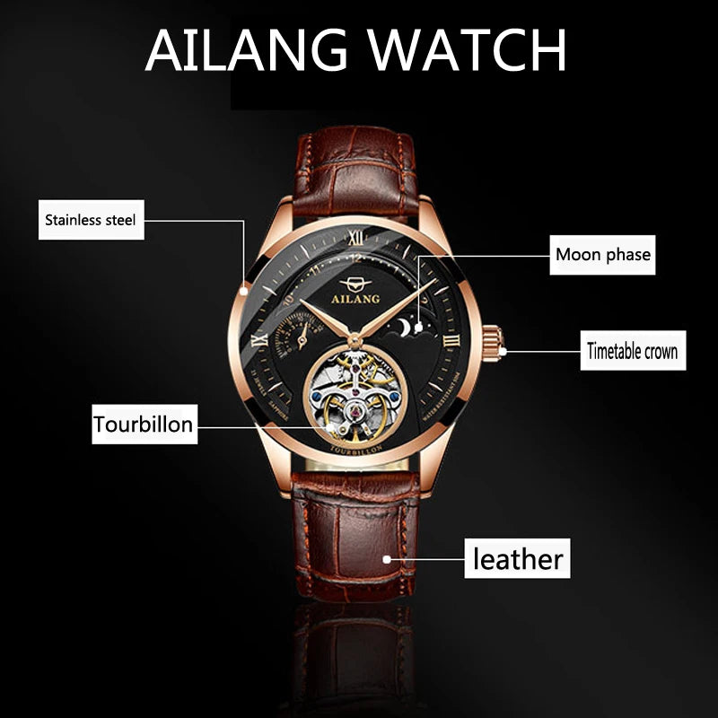 Montre Automatique AILANG — Tourbillon Squelette, Or Rose