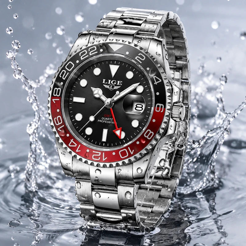Montre décontractée pour homme LIGE, montre fashion business plongeur, montre de luxe étanche pour hommes, chronographe quartz sport, Relogio Masculino