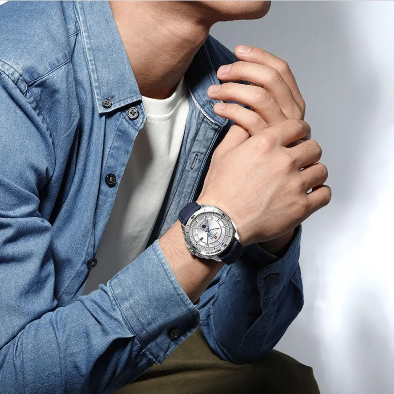 Montre NAVIFORCE — Quartz, Cuir, Coffret Inclus