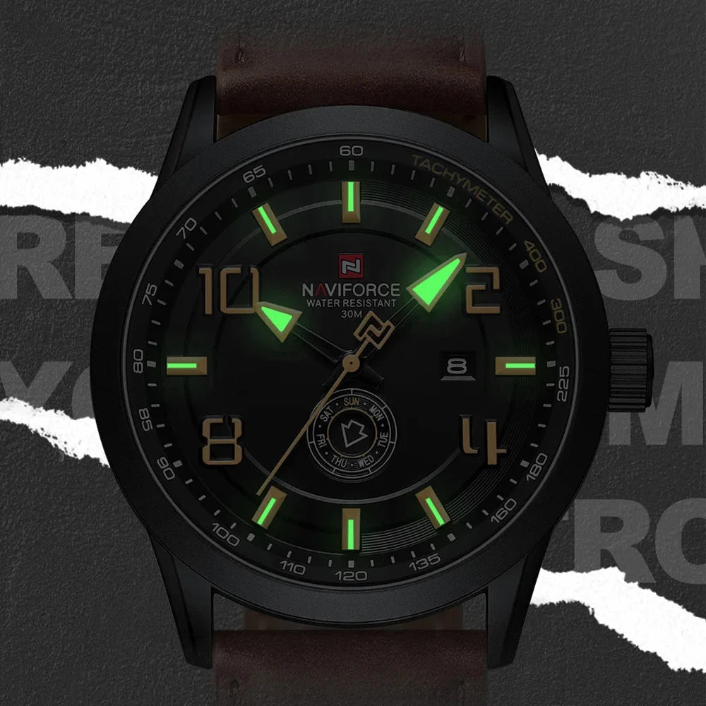 Montre NAVIFORCE — Quartz, Date &amp; Jour, Cuir