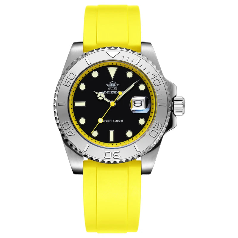 Montre Plongée ADDIESDIVE — Lunette Rotative, Bracelet Rubber