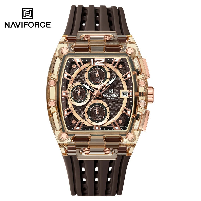 Montre NAVIFORCE 7105 — Chronographe, Boîtier Transparent
