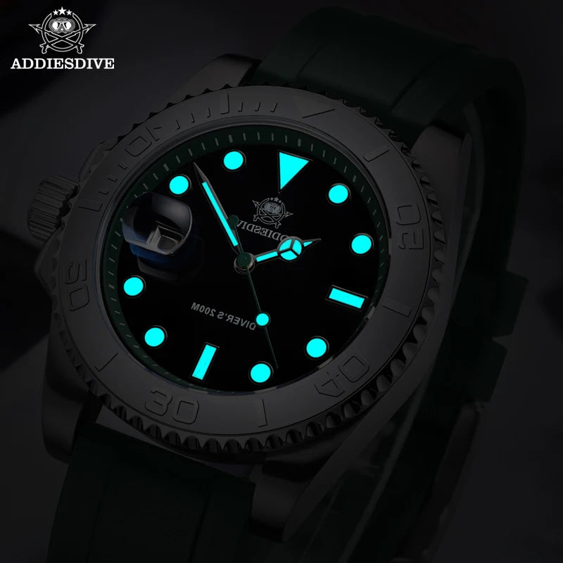 Montre Plongée ADDIESDIVE — Lunette Rotative, Bracelet Rubber