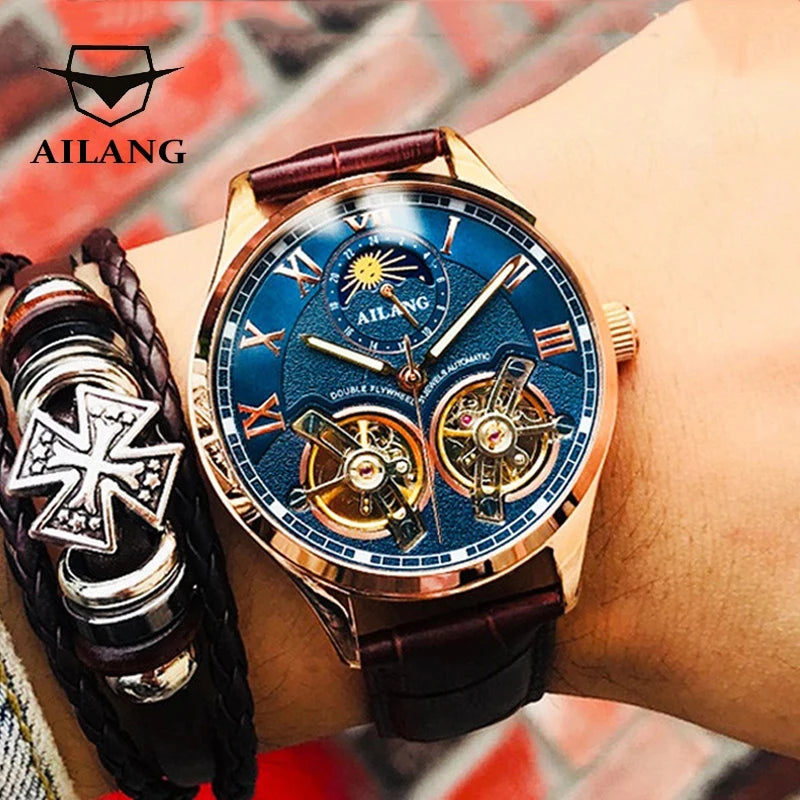 Montre Automatique AILANG — Double Tourbillon, Cuir