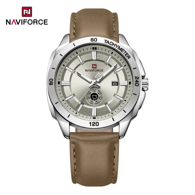 Montre NAVIFORCE — Quartz, Cuir, Coffret Inclus