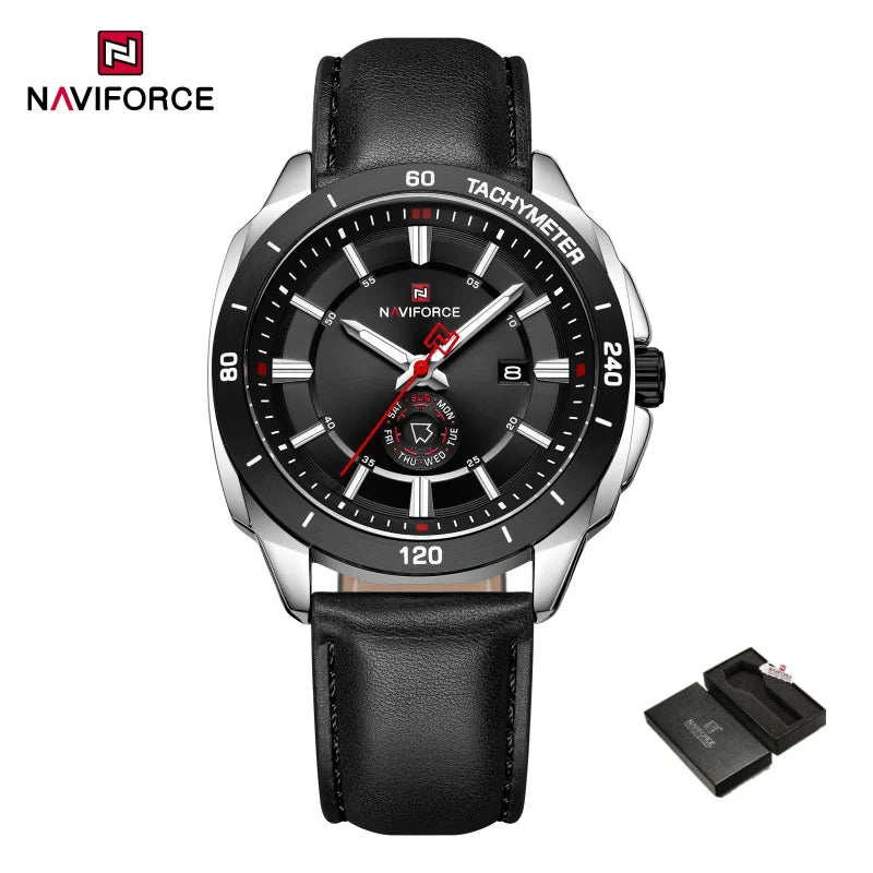 Montre NAVIFORCE — Quartz, Cuir, Coffret Inclus
