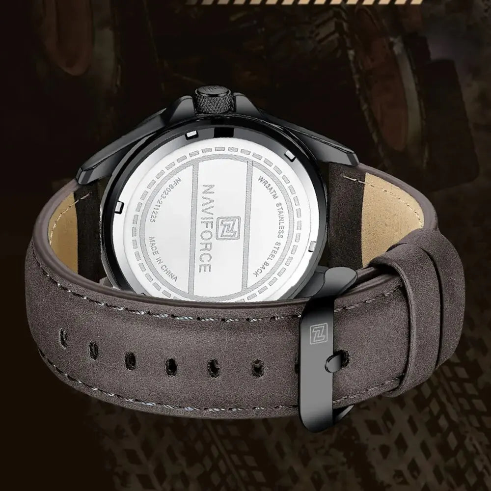 Montre NAVIFORCE 8023 — Calendrier, Cuir