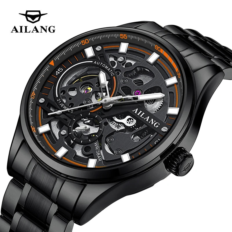 Montre Automatique AILANG 8835 — Squelette Steampunk, Acier