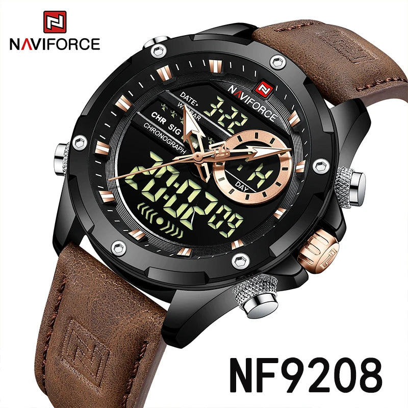 Montre NAVIFORCE 9208 — Quartz &amp; LED, Militaire