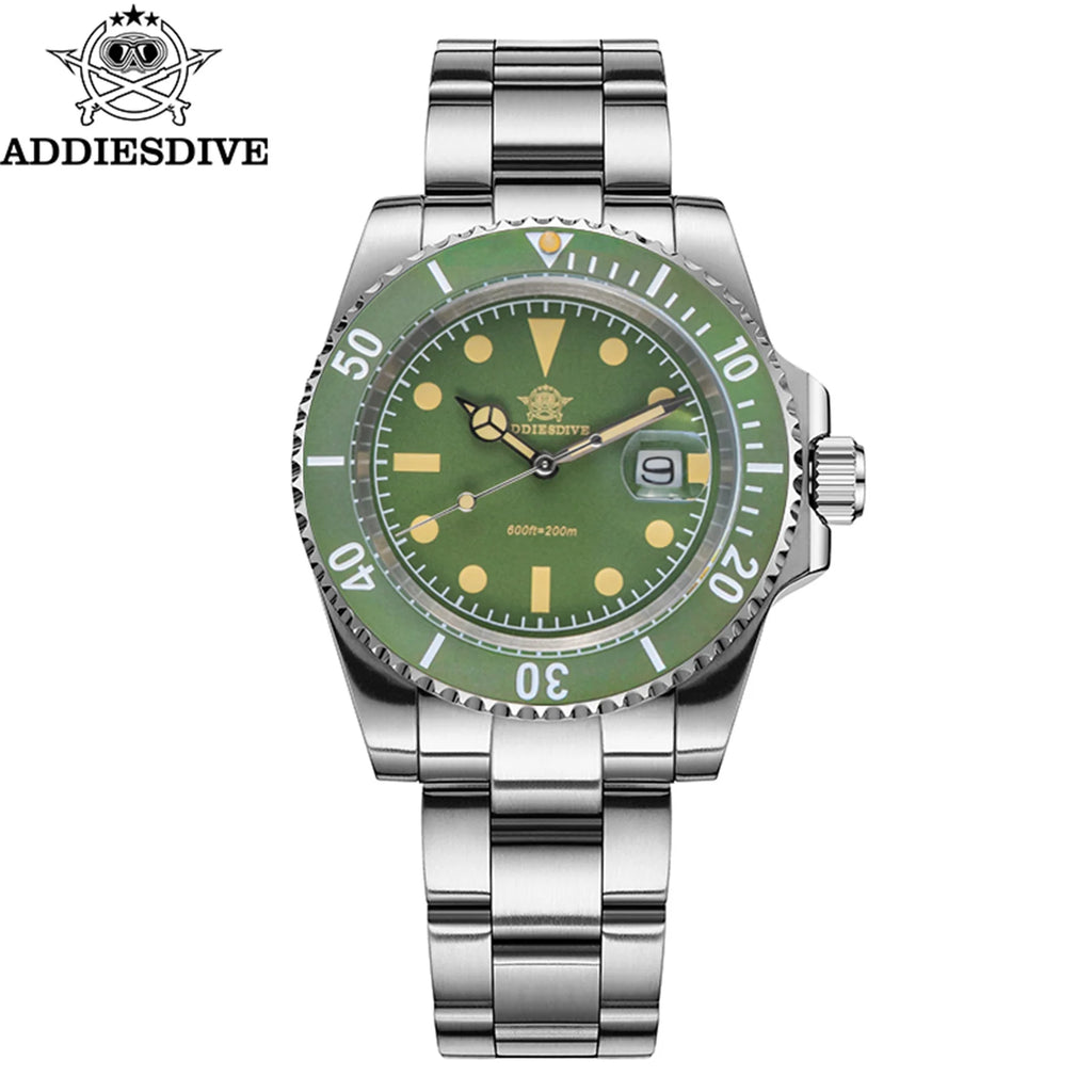 Montre Plongée ADDIESDIVE — Lunette Céramique Verte, 200m