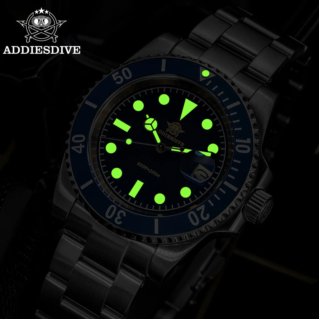 Montre Plongée ADDIESDIVE — Lunette Céramique Verte, 200m