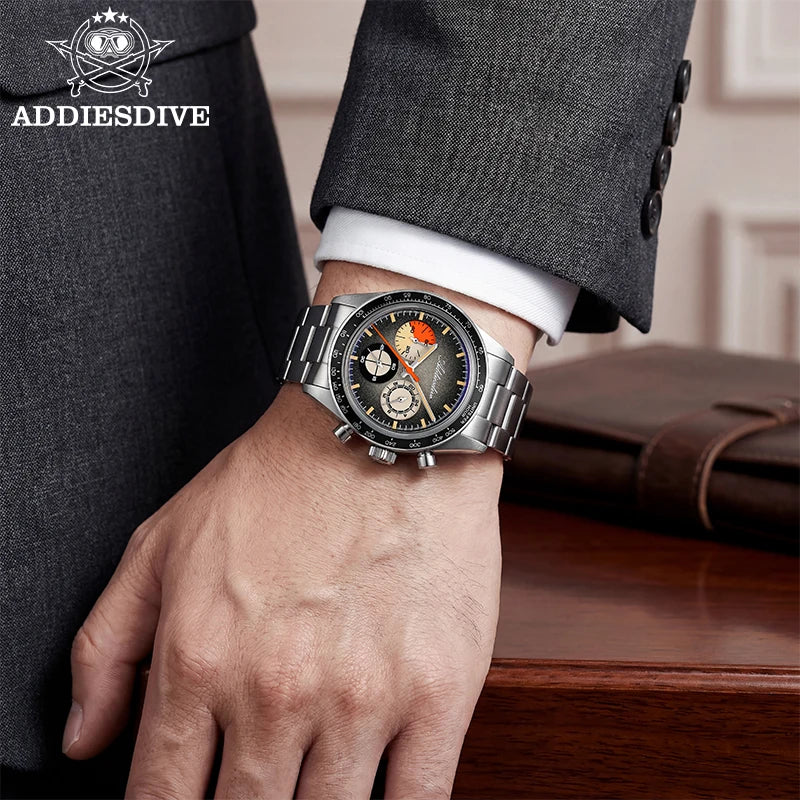 Montre Chronographe ADDIESDIVE — Verre Bombé, Super Lumineuse