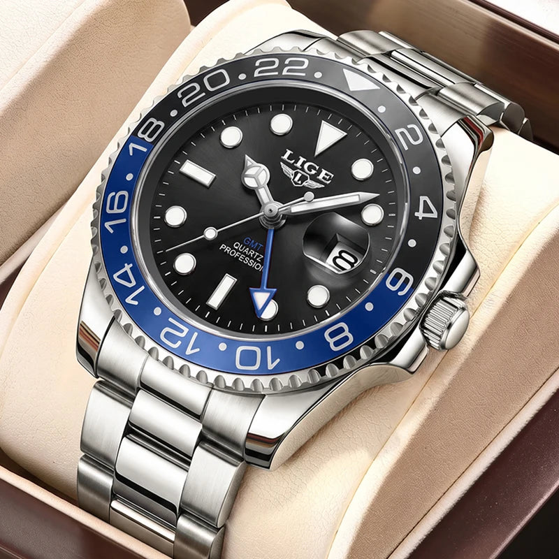 Montre décontractée pour homme LIGE, montre fashion business plongeur, montre de luxe étanche pour hommes, chronographe quartz sport, Relogio Masculino