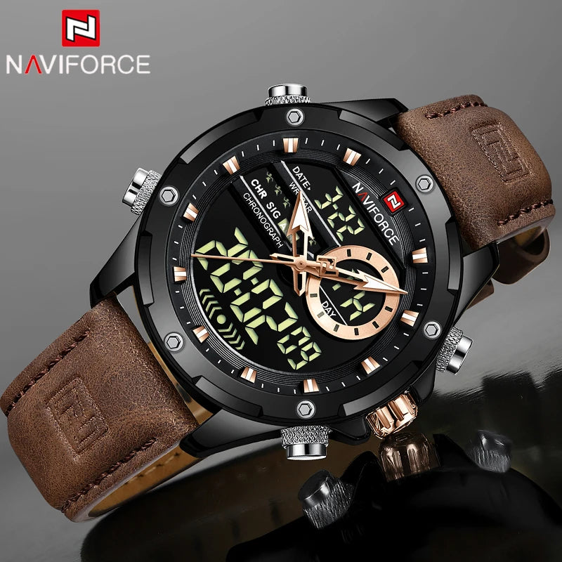 Montre NAVIFORCE 9208 — Quartz &amp; LED, Militaire