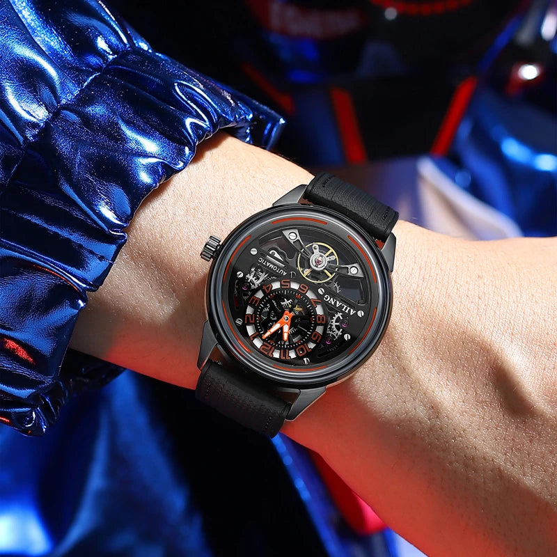 Montre Automatique AILANG — Tourbillon Squelette, Noire