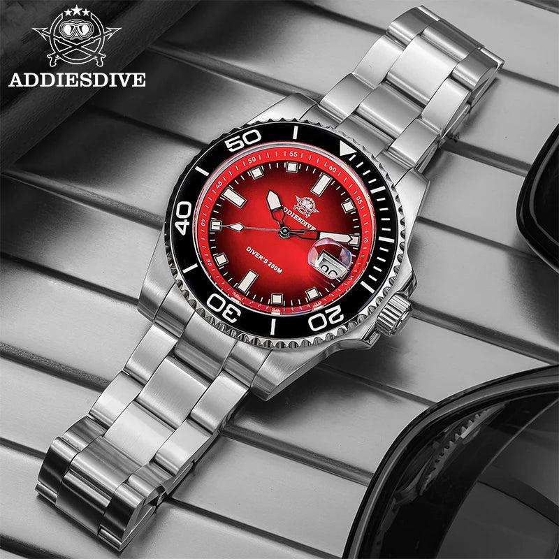 Montre Plongée ADDIESDIVE — Lunette Céramique, Acier ou Rubber