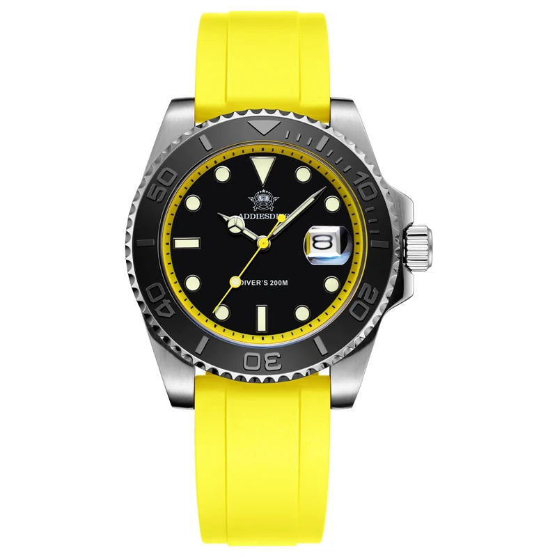 Montre Plongée ADDIESDIVE — Lunette Rotative, Bracelet Rubber