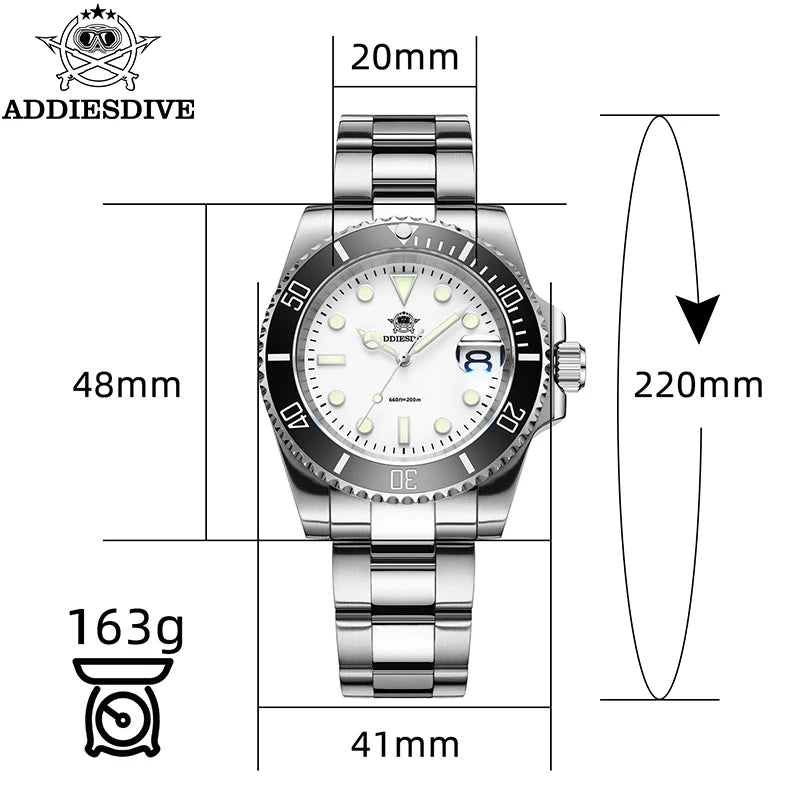 Montre Plongée ADDIESDIVE — Blanche, 200m