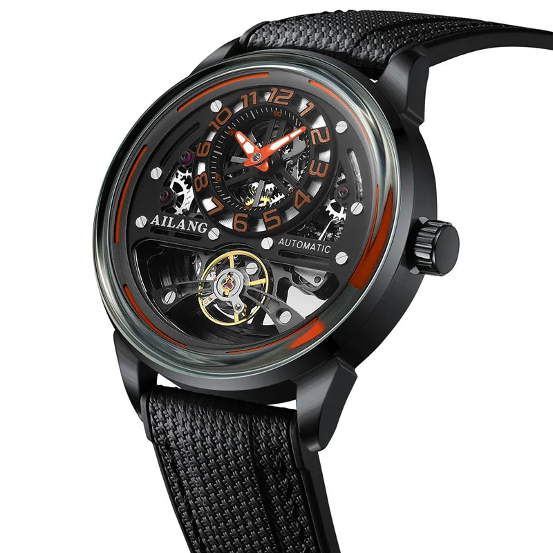 Montre Automatique AILANG — Tourbillon Squelette, Noire
