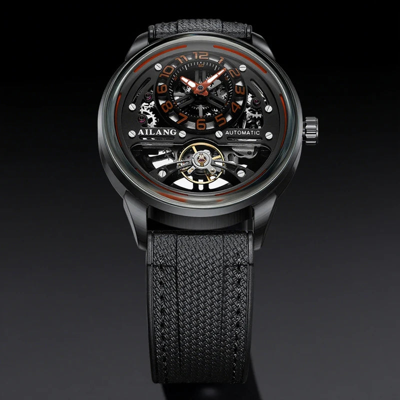 Montre Automatique AILANG — Tourbillon Squelette, Noire