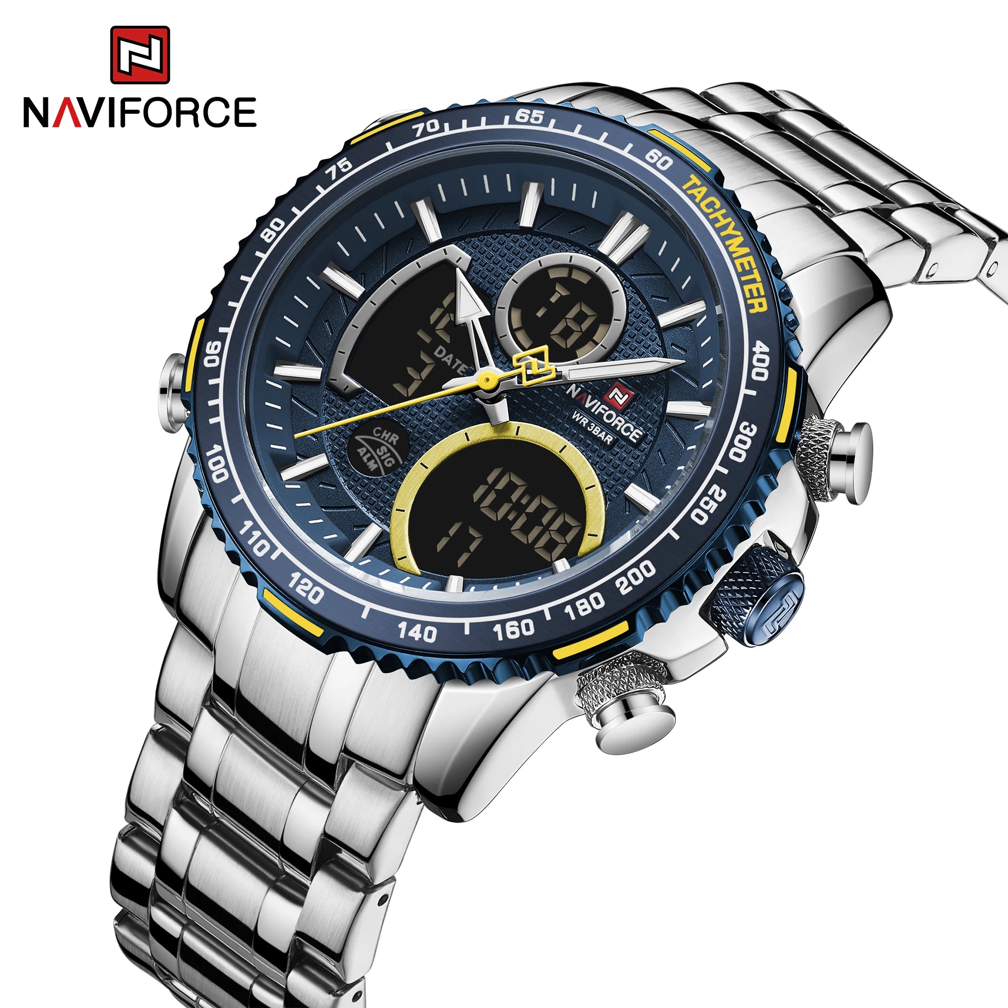Montre NAVIFORCE — Chronographe Quartz, Bracelet Acier