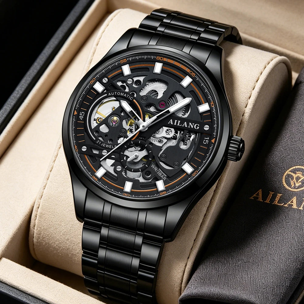 Montre Automatique AILANG 8835 — Squelette Steampunk, Acier