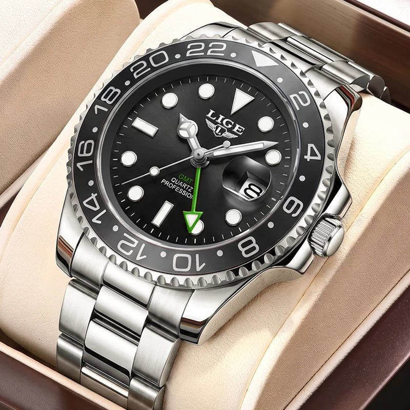 Montre décontractée pour homme LIGE, montre fashion business plongeur, montre de luxe étanche pour hommes, chronographe quartz sport, Relogio Masculino