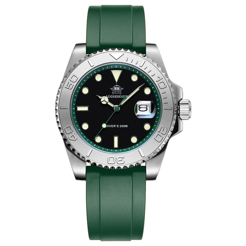 Montre Plongée ADDIESDIVE — Lunette Rotative, Bracelet Rubber
