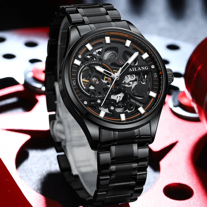 Montre Automatique AILANG 8835 — Squelette Steampunk, Acier