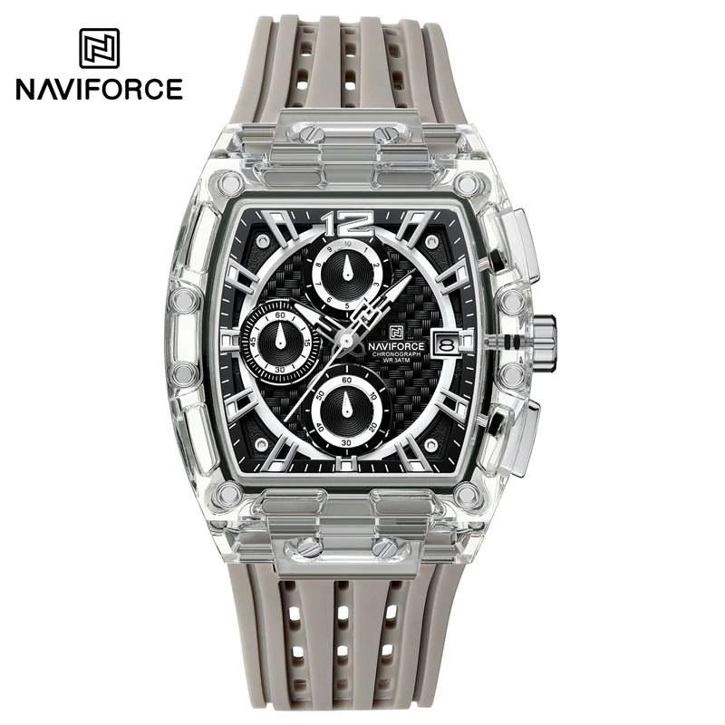 Montre NAVIFORCE 7105 — Chronographe, Boîtier Transparent