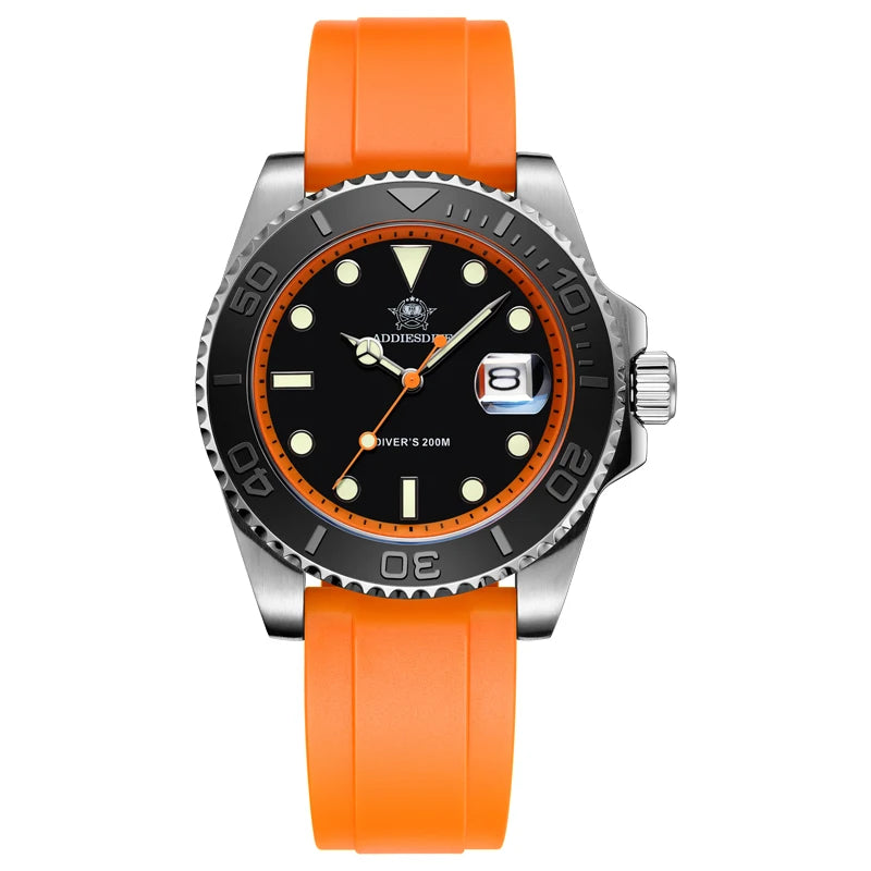 Montre Plongée ADDIESDIVE — Lunette Rotative, Bracelet Rubber