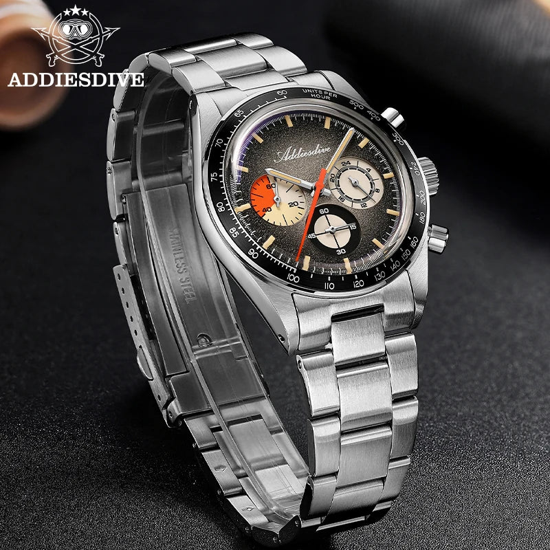Montre Chronographe ADDIESDIVE — Verre Bombé, Super Lumineuse