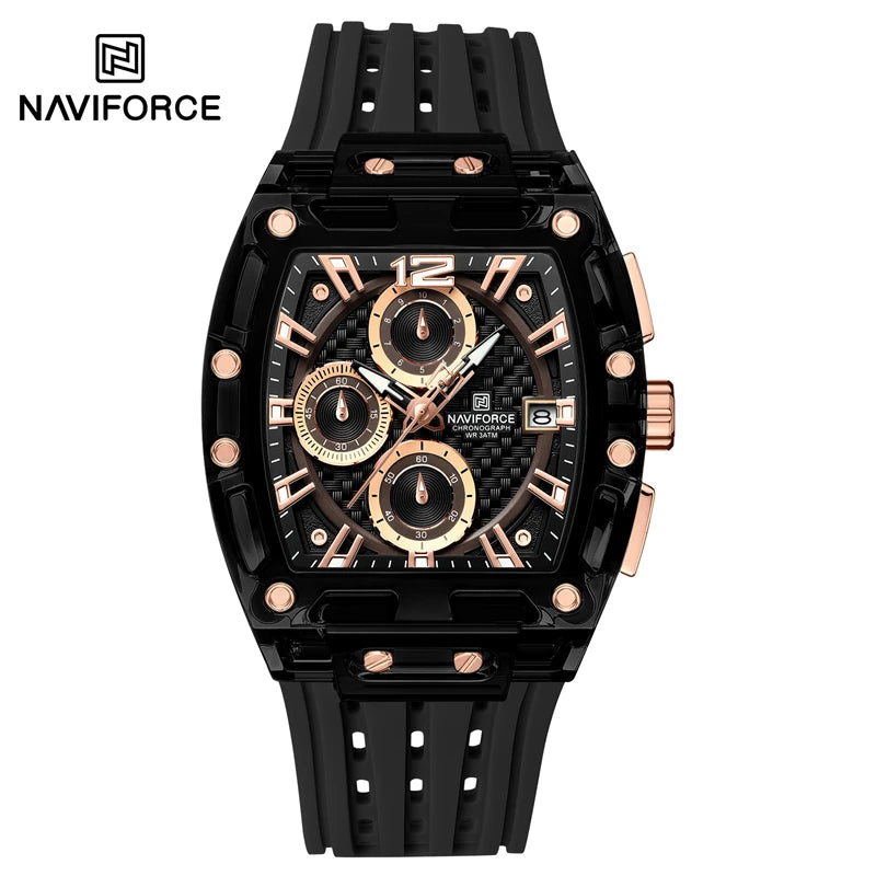 Montre NAVIFORCE 7105 — Chronographe, Boîtier Transparent