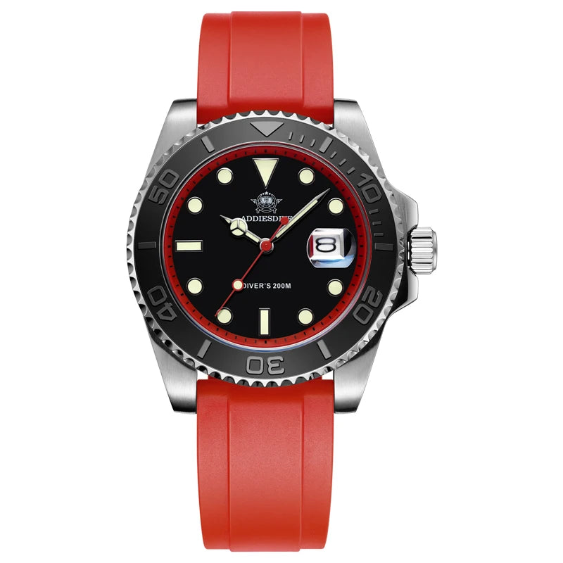Montre Plongée ADDIESDIVE — Lunette Rotative, Bracelet Rubber
