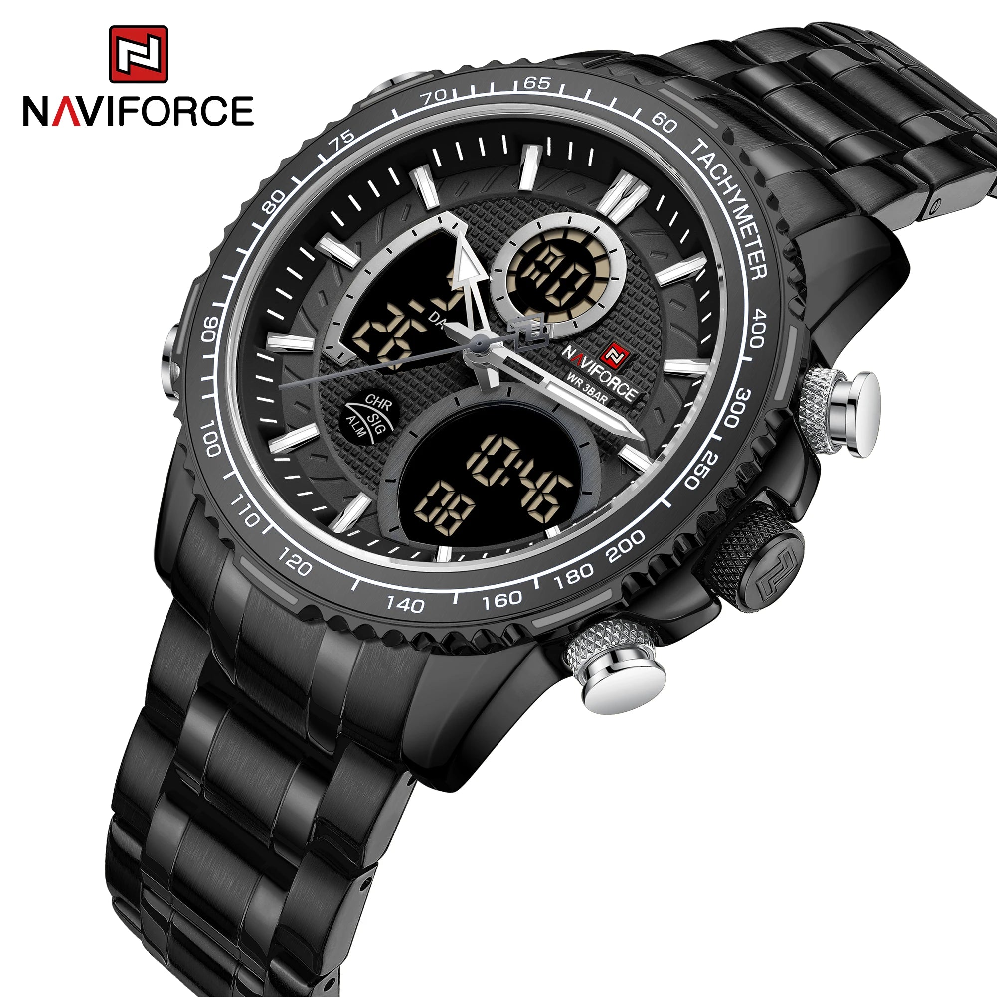 Montre NAVIFORCE — Chronographe Quartz, Bracelet Acier