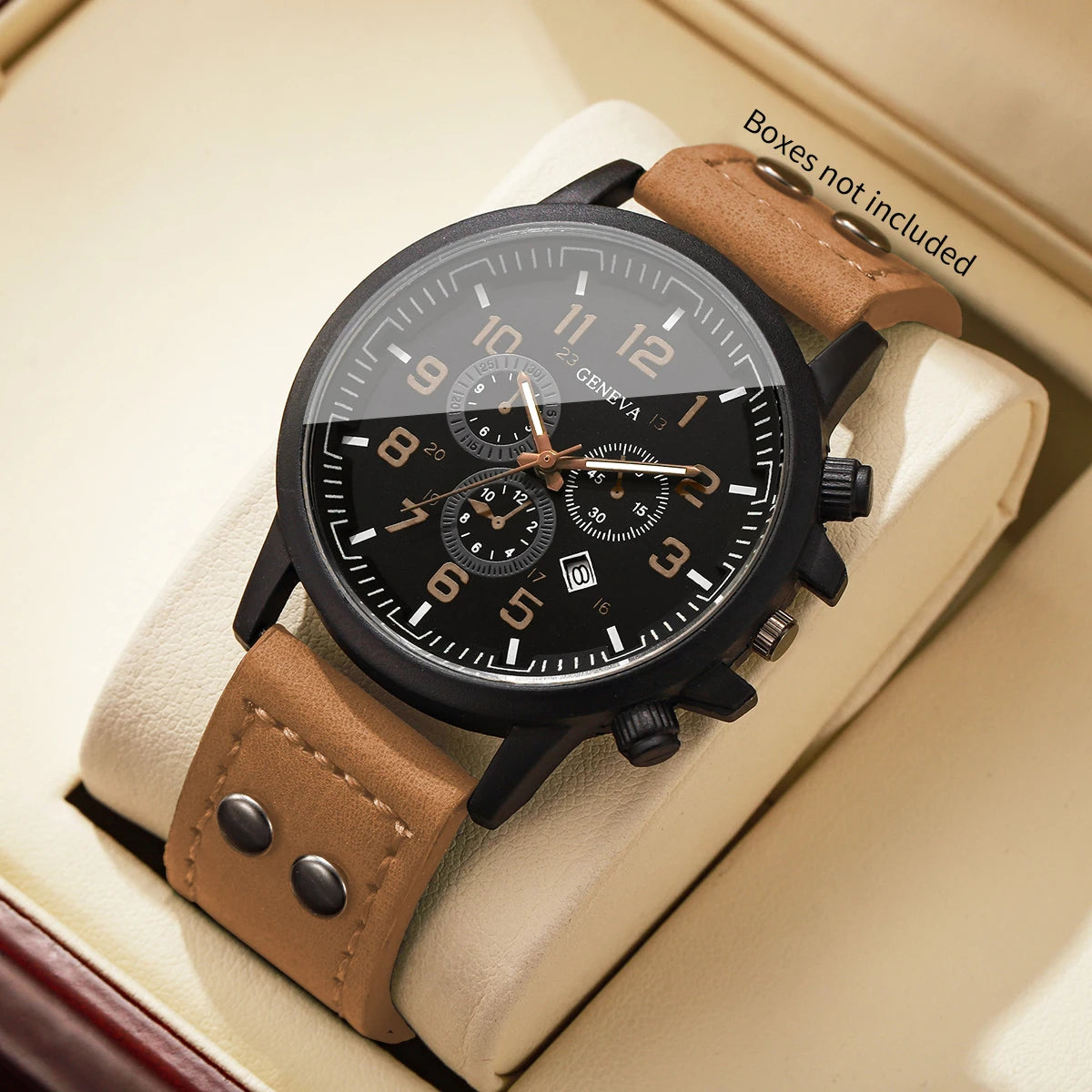 Montre Homme à Quartz, Bracelet en Cuir, Montre Militaire et Sportive pour Homme, Relogio Masculino (Sans Boîte)