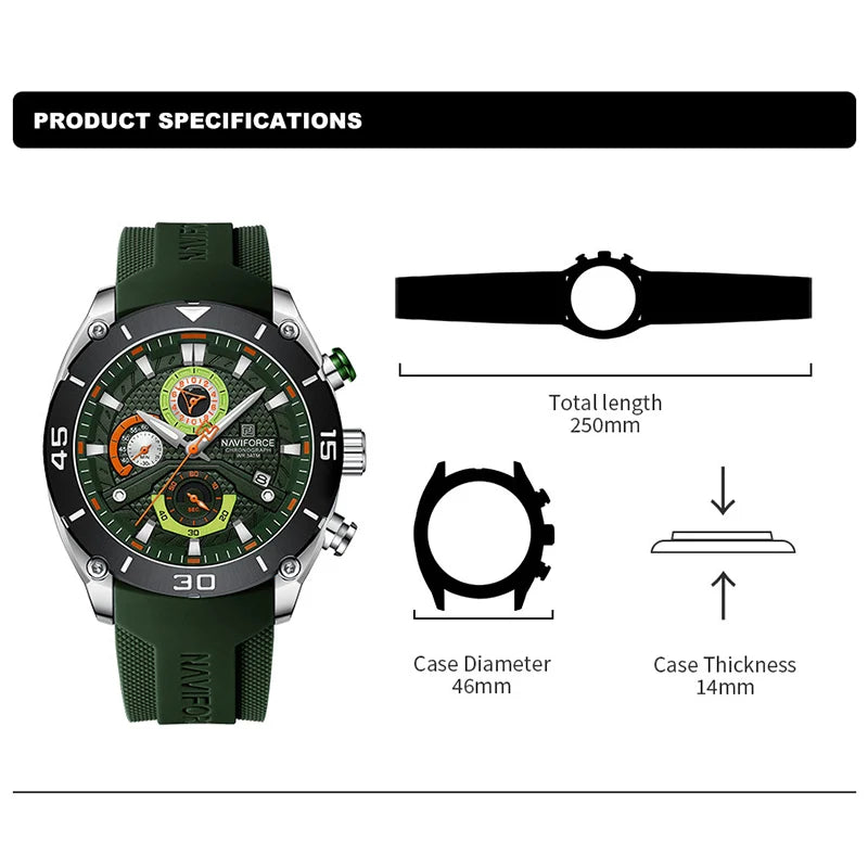 Montre NAVIFORCE Sport — Chronographe Quartz, Militaire