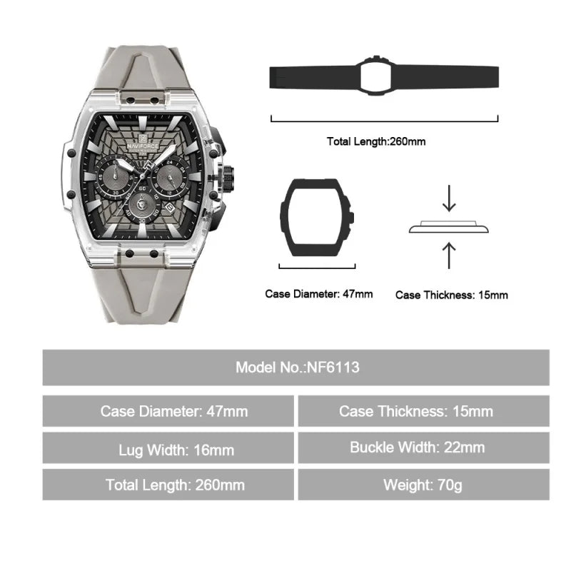 Montre NAVIFORCE — Chronographe Multifonction, 30m