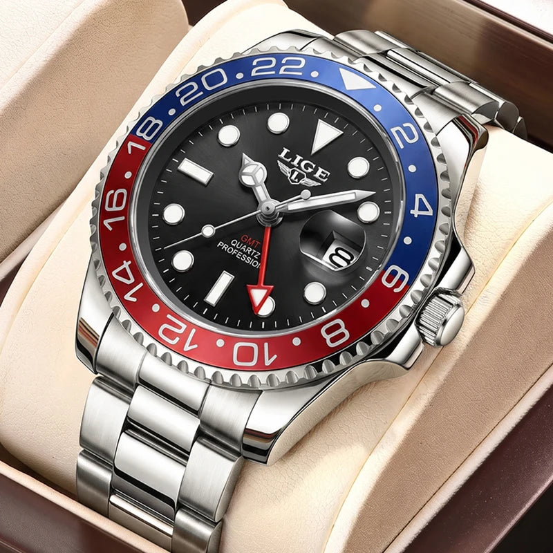 Montre décontractée pour homme LIGE, montre fashion business plongeur, montre de luxe étanche pour hommes, chronographe quartz sport, Relogio Masculino