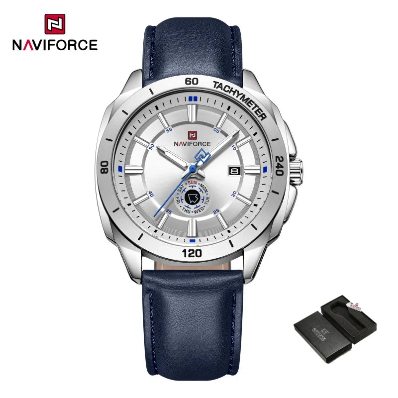 Montre NAVIFORCE — Quartz, Cuir, Coffret Inclus