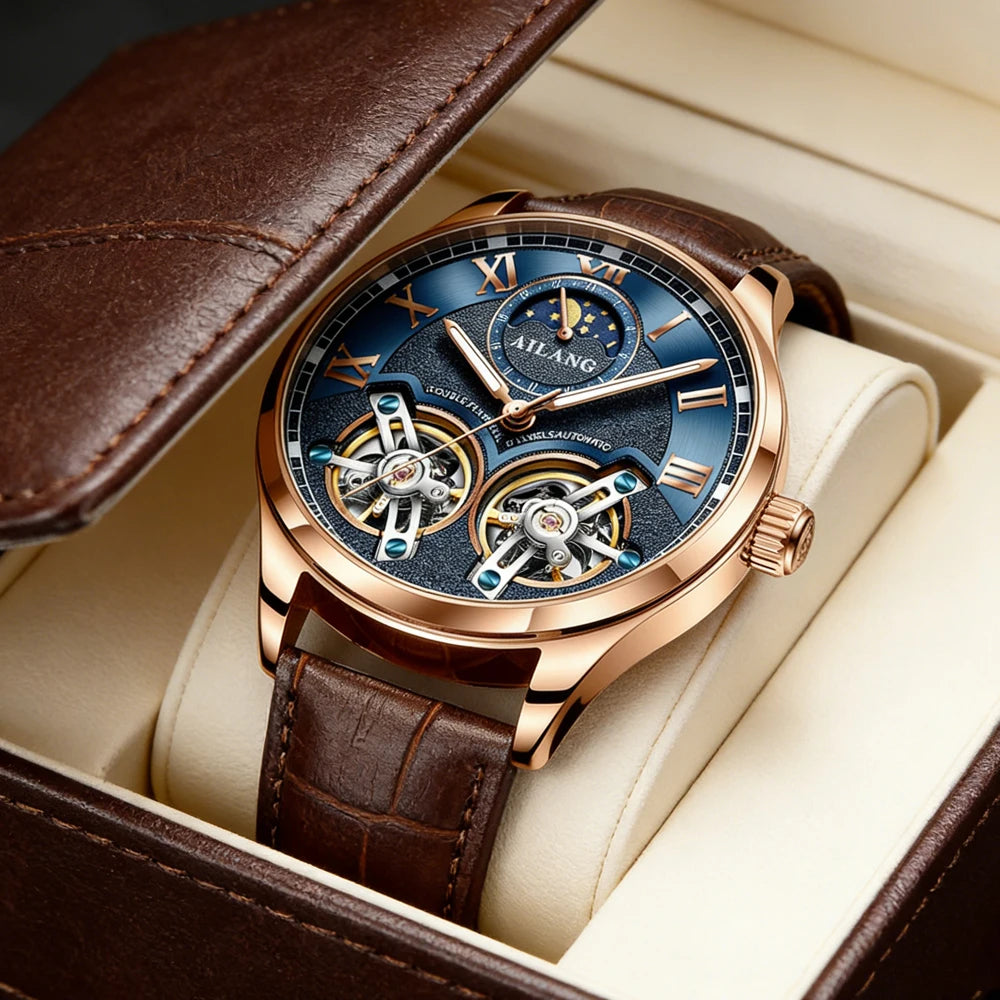 Montre Automatique AILANG — Double Tourbillon, Cuir