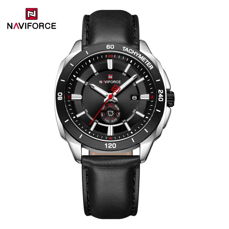 Montre NAVIFORCE — Quartz, Cuir, Coffret Inclus