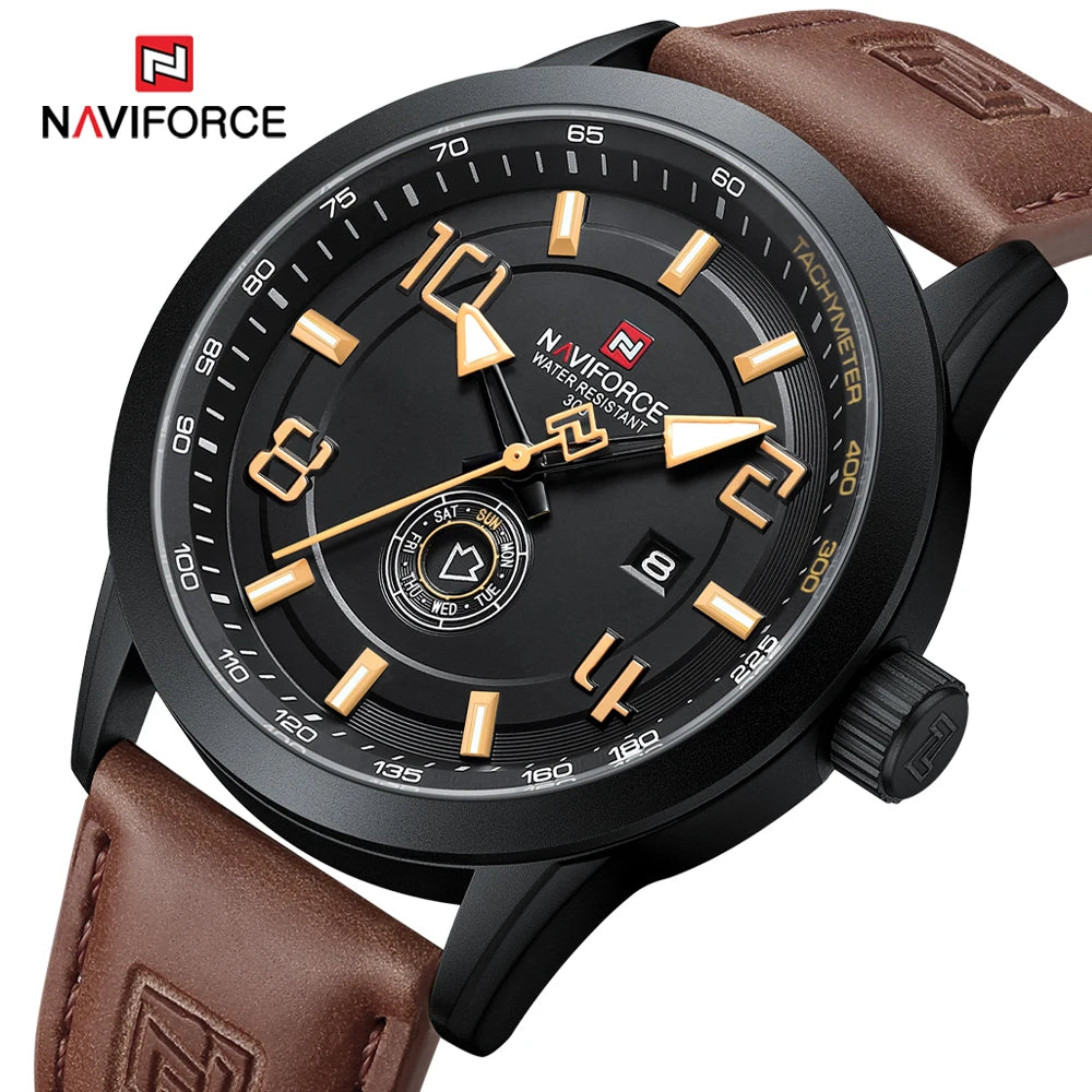 Montre NAVIFORCE — Quartz, Date &amp; Jour, Cuir