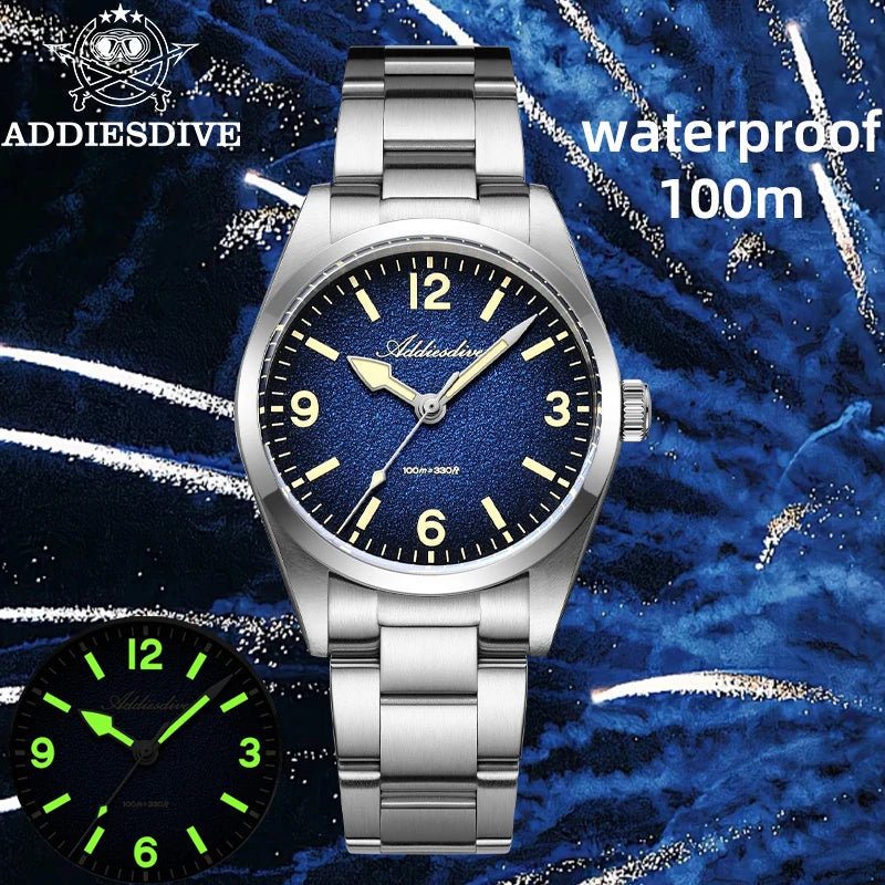 Montre Plongée ADDIESDIVE 36mm — Verre Saphir, Cuir
