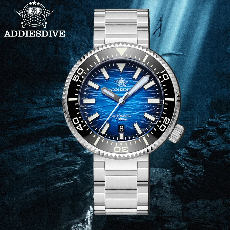 Montre Automatique ADDIESDIVE — Mouvement 8215, Étanche 1000m