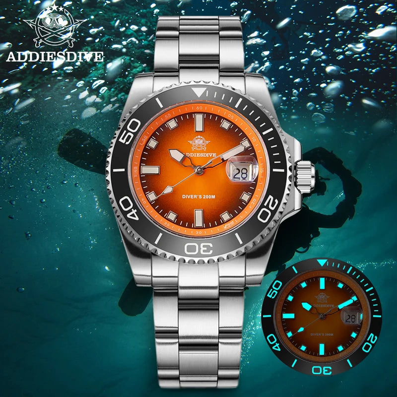 Montre Plongée ADDIESDIVE — Lunette Céramique, Acier ou Rubber