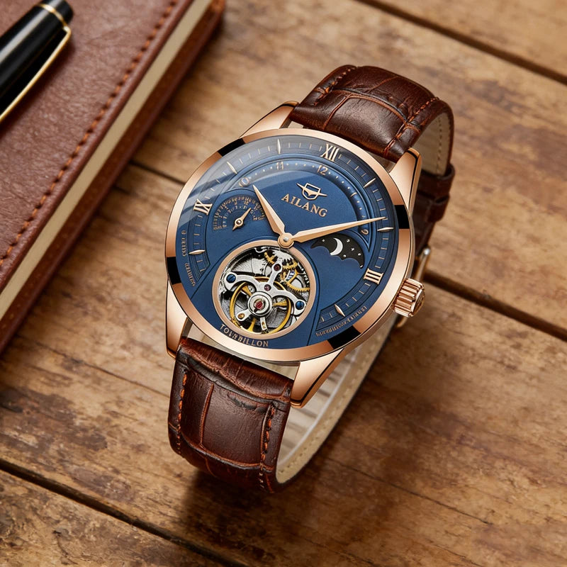Montre Automatique AILANG — Tourbillon Squelette, Or Rose