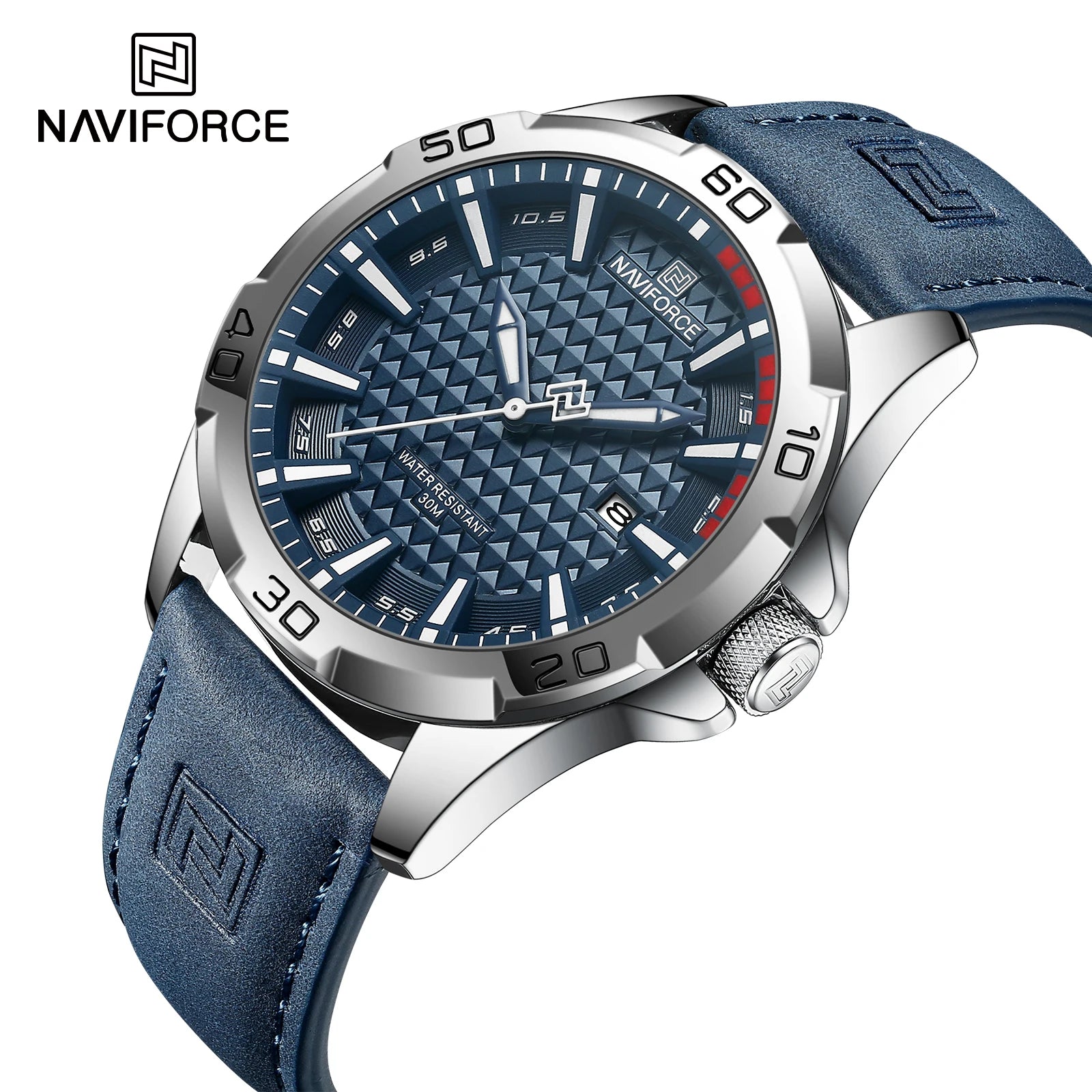 Montre NAVIFORCE 8023 — Calendrier, Cuir