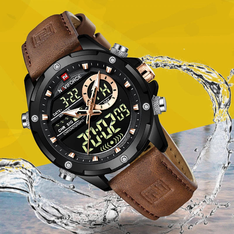 Montre NAVIFORCE 9208 — Quartz &amp; LED, Militaire